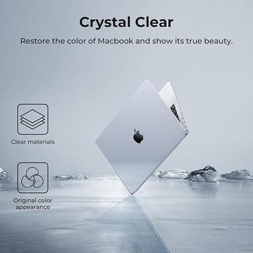 EooCoo Case compatible for Macbook Pro 14 inch M5 A3434 2025 M4 A3112 A3185 A3401 M3 A2918 A2992 M2 A2779 M1 A2442 Pro/Max, 2021-2024, Transparent Laptop Case Plastic Hard Shell Cover, Crystal Clear thumbnail 2