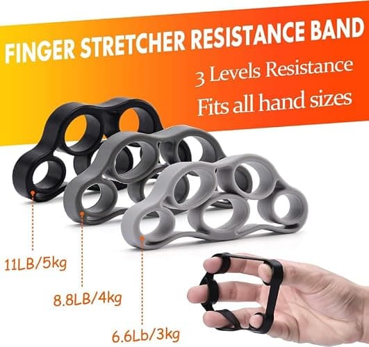 IMENSEAS Grip Strength Trainer 7 Pack Adjustable, Finger Stretcher Resistance Extensor Bands, Finger Exerciser, Hand Gripper Strength Ring & Stress Ball thumbnail 4
