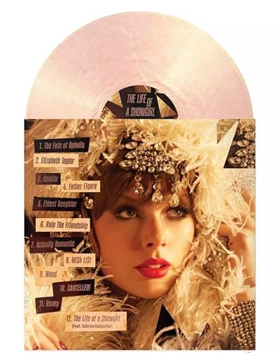 The Life Of A Showgirl Opaque Pink & Pale Yellow With Gold Shimmer Record Includes Lyric Booklet & Poster thumbnail 3