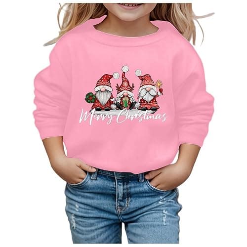 Christmas Outfit 12 Month Old Fall Clothes Girl's Long Sleeve Soft Sweatshirt Graphic Kids Cute Round Neck Short Sleeve - Image 1
