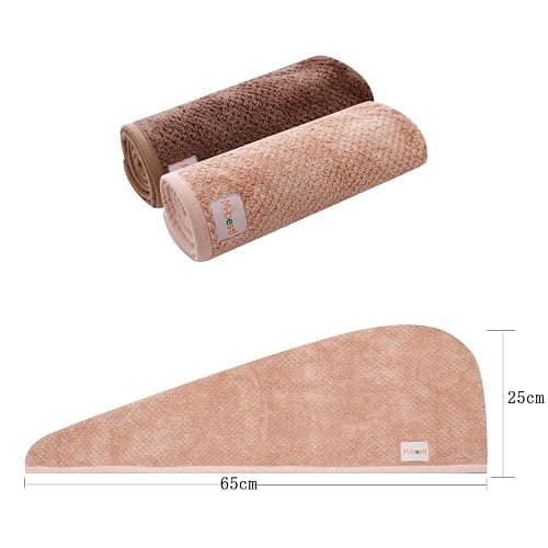 M-bestl 2 Pack Hair Drying Towels, Hair Wrap Towels, Absorbent Microfiber Hair Towel Turban with Button Design to Dry Hair Quickly(Coffee& Pink) thumbnail 6