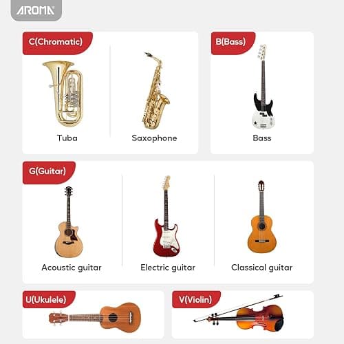 Aroma Guitar Tuner Clip On Rechargeable Chromatic Tuner for Guitar Bass Ukulele Violin Mandolin thumbnail 4