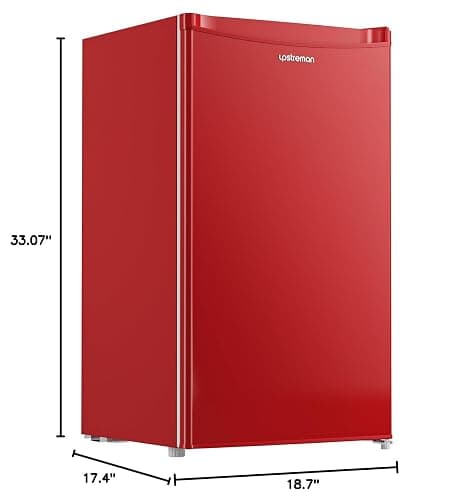 Upstreman 3.2 Cu.Ft Mini Fridge with Freezer, Red-BR321 | Adjustable Thermostat, Energy Saving, Low Noise, Reversible Door, Small Refrigerator for Dorm, Bedroom, Office thumbnail 3