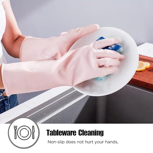 IUCGE Rubber Gloves for Household, Dishwashing Gloves for Kitchen, Reusable thumbnail 4