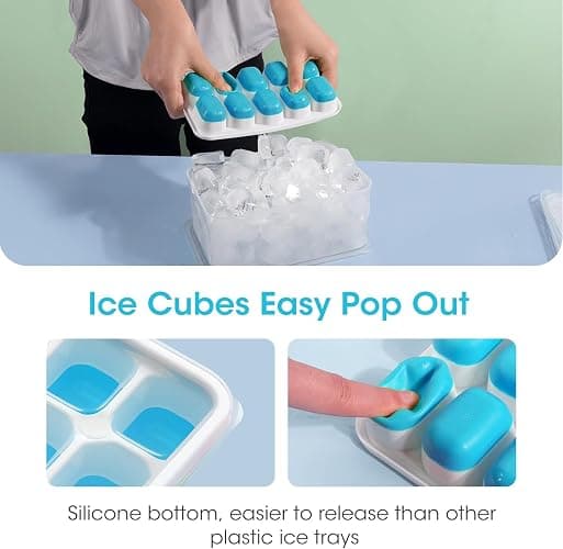 DOQAUS Ice Cube Tray with Lid and Bin - 4 Pack Silicone Ice Cube Trays for Freezer, Stackable Ice Bucket Kits with Storage Container & Scoop for Kitchen, RV, Cocktail, Coffee thumbnail 5