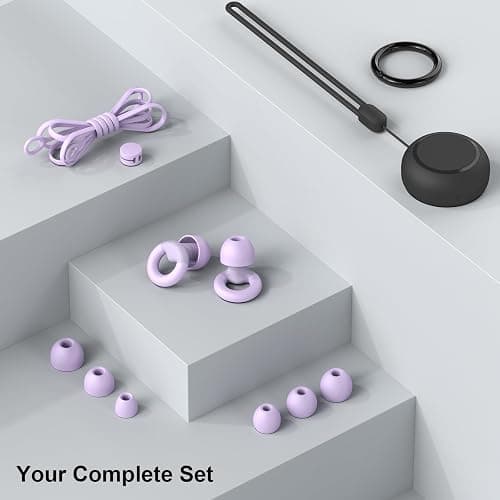 JUSTRVN Earplugs for Sleeping,Noise Reduction Soft Silicone Ear plugs with 7 Pairs Ear tips&One Connection Cord,Hearing Protection Reusable Earplugs for Sleeping,Concert,Work&Sound Reduction 25dB-30db thumbnail 6