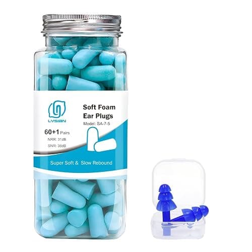 LYSIAN Soft Foam Ear Plugs for Sleeping, 60 Pairs, 38dB SNR, Lake Blue | Ultra-soft noise reduction earplugs for snoring, study, travel, work & shooting; 38dB SNR/31dB NRR - Image 1
