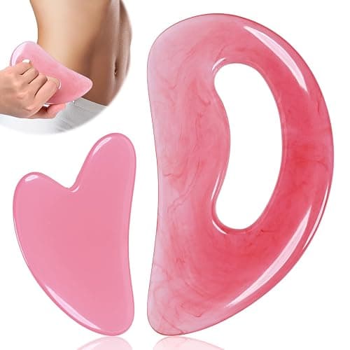 Guasha Tool for Body Body Gua Sha Massage Tool GuaSha Tool for Face(PINK) | Lymphatic Drainage Tool, Muscle Scraper Tool for Full Body Massage, Ergonomic Grip, Spa Relaxation & Smoothing Skin Care - Image 1
