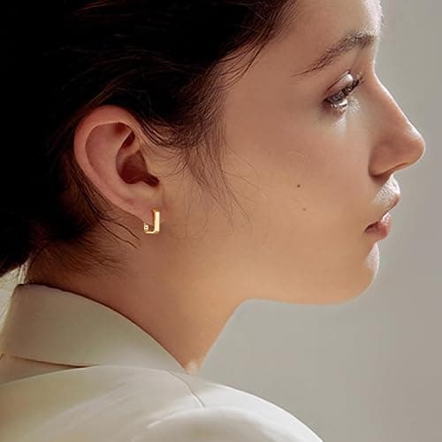 Gacimy Gold Huggie Hoop Earrings for Women 14k Gold Plated, Small Hoop Earrings for Women, 1/2 Inch Yellow Color Earrings for Women thumbnail 3