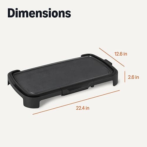 Amazon Basics Electric Griddle with Nonstick Ceramic Coating, Flat Grill for Pancake, 10 x 20 inches, Black thumbnail 2