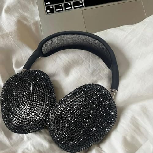 Black Cover for Airpods Max, Bling Rhinestone Apple Headphone Case Sparkling Cute Glitter Airpod pro max Ear Covers Protective Accessories thumbnail 4