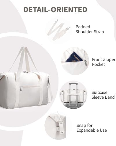Narwey Ryanair Handgepäck 40x20x25 Ryanair Handgepäck Tasche 40x30x20 Reisetasche Handgepäck Faltbare Wasserfeste Weekender Gym Travel Bag für Damen Herren (Beige) thumbnail 5