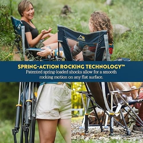 GCI Outdoor Comfort Pro Rocker Camping Chair | Portable Folding Rocking Chair with Durable Armrests & Drink Holder — Floral thumbnail 7