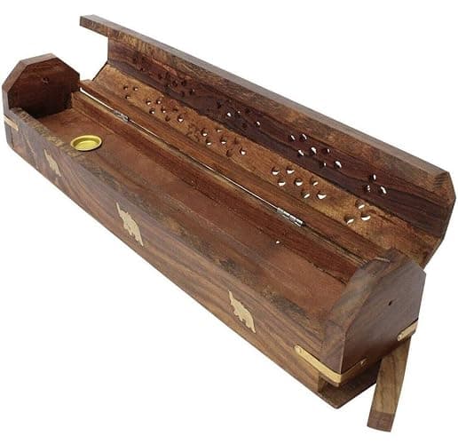 Bless-International Traditional-Handmade-Burner Wooden-Coffin-Incense-Stick-Holder Ash-Catcher-Stand (Wooden Coffin) thumbnail 2