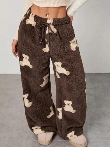 Leopard Pants Women Therian Fuzzy Pajama Pants Y2k Cheetah Pants Grunge High Waisted Fluffy Pants thumbnail 3
