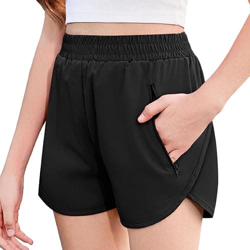 Zaclotre Girls Athletic Shorts with Zipper Pockets 2 in 1 Kid Workout Running Volleyball Soccer Shorts with Liner thumbnail 2
