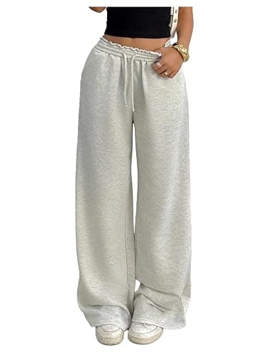 SOLY HUX Girl's Casual Sweatpants Drawstring Elastic Joggers Low Rise Wide Leg Baggy Long Pants with Pockets - Image 1