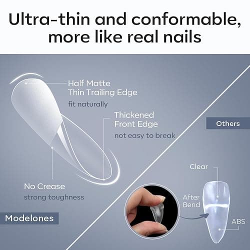 Modelones Nageltips 510 Stück- Full Cover Nail Tips Set,Gel Tips Set, Pre-Buff PMMA Harz Nagelspitzen, Künstliche Nägel Zum Aufkleben Nail Art DIY, Medium Almond thumbnail 4