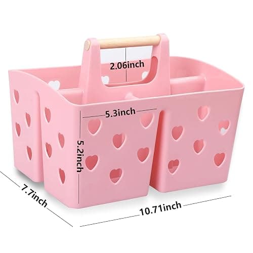 Anyoifax Portable Shower Caddy Plastic Shower Basket Organizer Divided Bathroom Caddy Storage Cleanning Caddy Tote with Handle for College, Dorm Room, Kitchen, Pink - Pink thumbnail 6