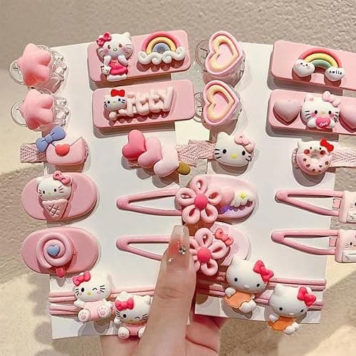 12 Pieces Kitty Kawaii Hair Clips for Girls Cartoon Girl Hair Accessories,Cute Things for Teen Girl Gifts (pink-2) thumbnail 4