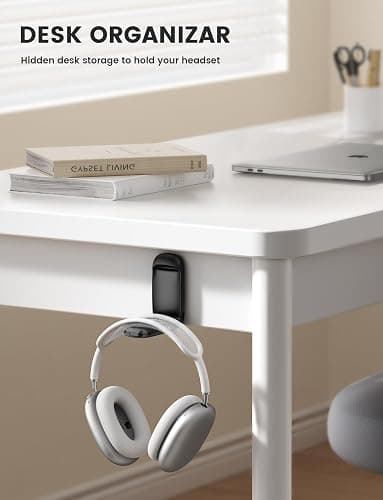 Lamicall Headphone Holder Hook for Desk - [Dual Spring] Foldable Headphone Hanger, Adhesive Gaming Headset Hanger Under Desk, Earphone Hook with Silicone Pad for Beats, Sennheiser, HyperX, etc - Black thumbnail 3