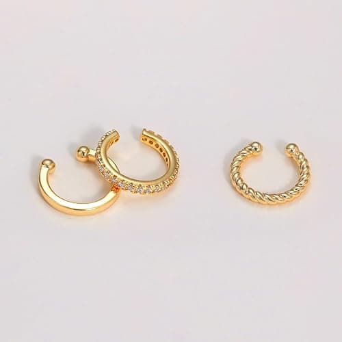 Moodear Thin Chunky Ear Cuffs Non Piercing for Women - Dainty 14K Gold Plated/Sterling Silver Cuff Earrings Trendy Cubic Zirconia Huggie Hoop Cartilage Earring Jewelry Gifts thumbnail 6
