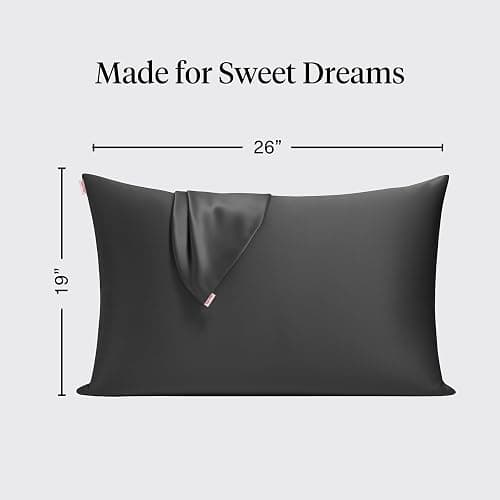 Kitsch Satin Pillowcase with Zipper - Standard Size, Charcoal | Softer Than Silk Pillow Cases, Smooth Cooling Satin Pillow Case for Hair and Skin, Wrinkle-Free, Machine Washable thumbnail 2