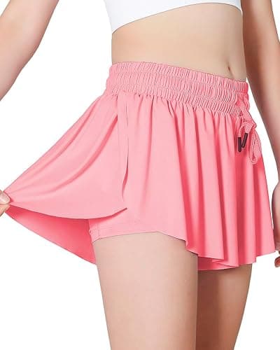 Girls Butterfly Shorts Kids Flowy Short 2-in-1 Girl's Skirts Athletic Skorts with Pocket - Image 1