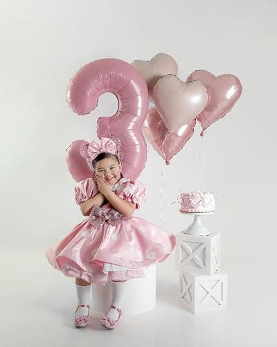 Pink White Heart Balloons,12Pcs Baby Pink Cream Heart Shaped Foil Balloons,18Inch Sand White Helium Balloon for Baby Shower Birthday Anniversary Wedding Party Decorations thumbnail 7