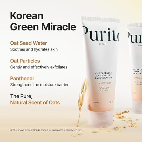 PURITO Oat Exfoliating Cleanser for Sensitive Skin, 5.07 fl.oz | Daily Face Wash, Gentle Scrub Clay, Pore Minimizing Panthenol, Hydrating Oat Seed Water, Vegan & Non-Comedogenic thumbnail 4