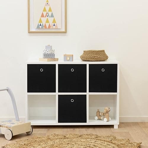 NieEnjoy Black Foldable Storage Cubes Bins ,11 Inch Cloth Storage Cube Fabric Storage Box Cubes Organizer Baskets with Handles for Home Organizer Set of 3 (Black) thumbnail 5