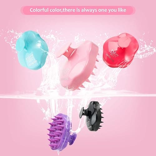 URTHEONE Soft Silicone Hair Scalp Massager Shampoo Brush for Wet Dry Oily Curly Straight Thick Thin Rough Long Short Natural Men Women Kids Pets Hair Care Tools（Pink thumbnail 7