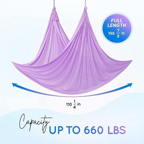 Yes4All Aerial Yoga Hammock 5.5 Yards, 198 Inches Height Aerial Silks, Yoga Trapeze Increasing Strength, Flexibility and Balance thumbnail 2
