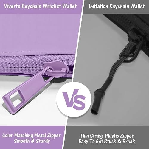 Viverte Mini Zip Around Wristlet Wallets for Women Small Portable Coin Purse Dual Pouch Keychain Wristlet Preppy Things Cute Stuff Gifts for Teen Girls (Lavender) thumbnail 5
