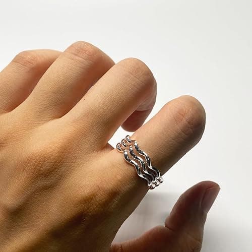 CH.yishi Handmade 925 Sterling Silver Ring Adjustable Stacking Ring Vintage Statement Ring Personalized Jewelry for Women & Men thumbnail 3