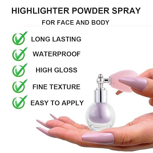 Pearl White Highlighter Spray, Loose Shimmer Powder Spray High Gloss Makeup for Face and Body, Long Lasting Glitter Hairspray for Rave Music Festival Party, Stage, Performance, Nightclubs, #1 - Pearl White thumbnail 3