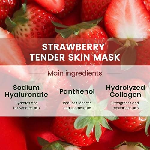 8 Pack Strawberry Face Mask,Pink Face Masks Spa Day kit Supplies for Teens Girls Women,Sheet Facial Mask Skincare for Kids Gifts Set,Hydrate Nourish Soothe for All Skin Types,Spa Party Favors - 8Pcs-Strawberry thumbnail 4