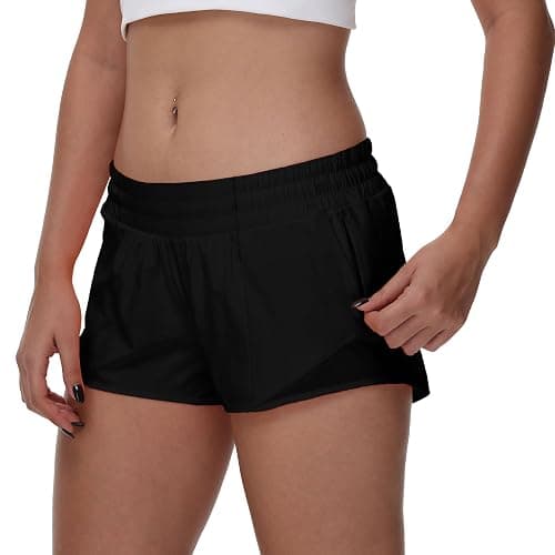 MCEDAR Women's Running Shorts Low Waisted 2.5"，Lightweight Active Workout Quick Dry Gym Athletic Sports Shorts Zip Pocket thumbnail 3