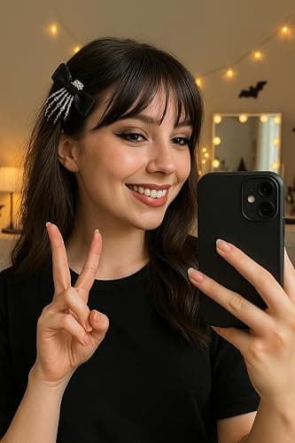 Utavu 2Pcs Skeleton Hand Hair Clips with Bowknot - Cute Skull Claw Hairpins for Girls, Party Cosplay thumbnail 6