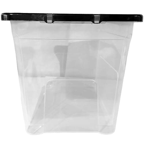 KAPCO 80L Plastic Storage Box with Black Lid (Pack of 3) | Large, Stackable, Strong, Durable Clear Box Containers for Home & Office | Multipurpose Storage Tubs | 57 x 40 x 40cm | 80 Litre - 3 Pack thumbnail 5