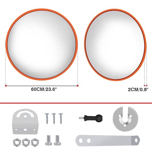 Convex Mirrors for Blind Spot - 60 cm Diameter - Round - Wall Mounted Unbreakable Surveillance Security Curved Mirror - 130 Degree Wide Angle thumbnail 2