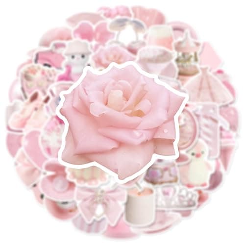 Stickers Aesthetic Waterproof Laptop Stickers Decals for Water Bottle Vintage Scrapbook Stickers for Journals Supplies Journal Planners (Pale Pink) thumbnail 4