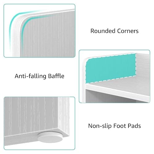 NUTIKAS Desktop Bookshelf for Computer Desk - 36" Desk Hutch Organizer with 4-Tier Paper Tray, Tabletop Storage Rack for College Dorm Room Essentials, Home Office Shelving, White thumbnail 8
