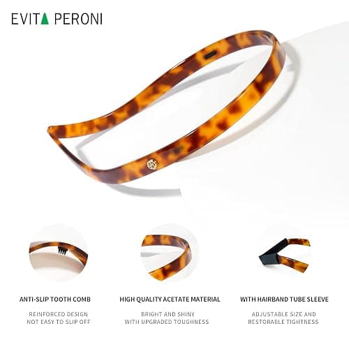 EVITA PERONI Hair Band for Eyewear, No Pressure, Non Slip Fashion Thin Headbands for Women - Tortoise - Hairband for Women's Hair thumbnail 9