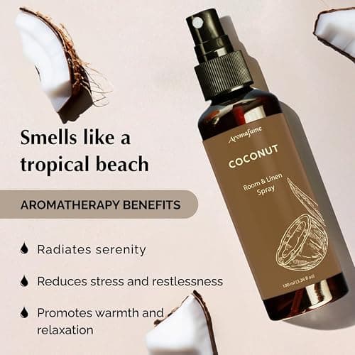 Coconut Room, Linen & Pillow Spray by Aromafume | 100ml/3.38 fl oz | with Pure Coconut Essential Oil | Aromatherapy Spray for Relaxation, Sleep & Stress Relief | Mist for Bedding, Fabrics thumbnail 5