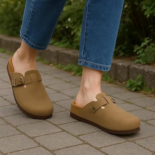 CUSHIONAIRE Hana Womens Clogs | Comfortable Vegan Suede Clogs for Women | Slip On Potato Shoes with Cork Footbed & Arch Support | Memory Foam, Wide Widths Available thumbnail 8
