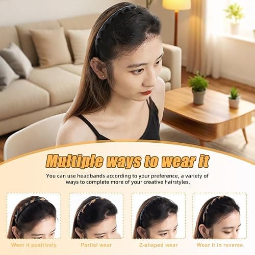 Fodeuxp Silicone U Shape Fashion Tooth Hair Comb Headband, 2025 New Zig Zag High Cranium Head Bands for Women's Hair Non Slip, Reversible Korean Headbands with Teeth (Amber, 1 Count (Pack of 1)) thumbnail 7
