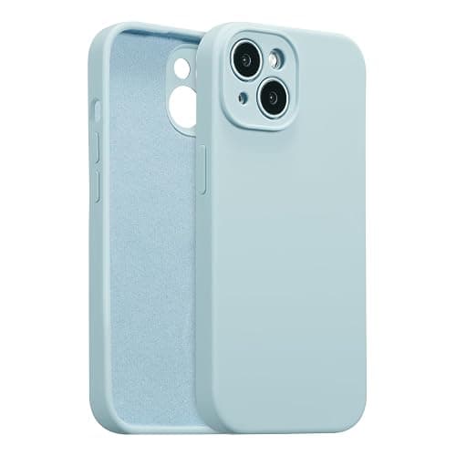 UCASONG for iPhone 13 Case Silicone,with [Full Camera Protection][Soft Anti-Scratch Microfiber Lining],Liquid Silicone Ultra Slim Shockproof Phone Case for Men Women Girls-Baby Blue - Image 1
