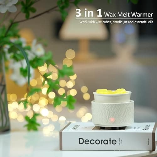 EQUSUPRO Wax Melt Warmer for Scented Wax Melts 3-in-1 Electric Ceramic Candle Wax Warmer Burner Fragrance Wax Melter for Home Office Bedroom Gift & Decor (Leaf) thumbnail 3