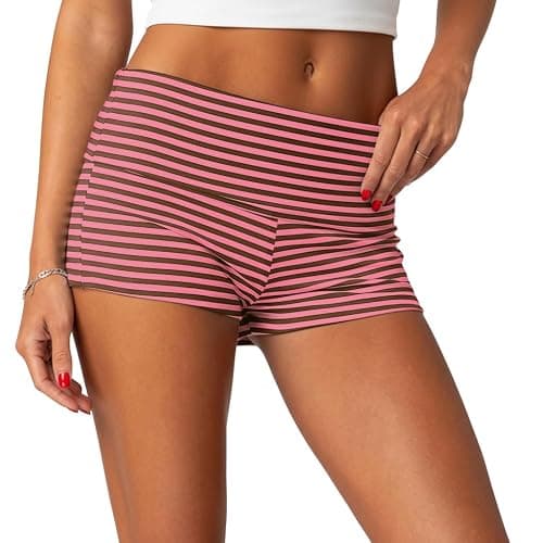 ONLYSTORY Womens Fold Over Shorts Y2K Micro Mini Lounge Pjs Shorts | Women's Sexy Low Rise Cheeky Booty Shorts,Casual Yoga Workout Sleepwear Pajamas Bottoms,Elastic Waist,Teen Girl - Image 1
